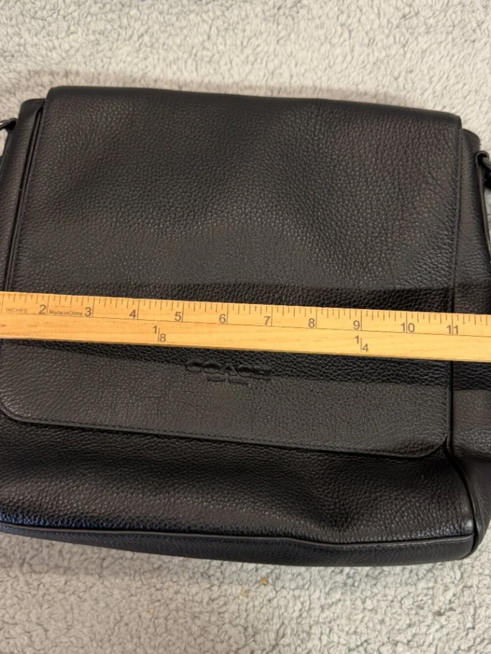 COACH Houston Leather Messenger Bag Black